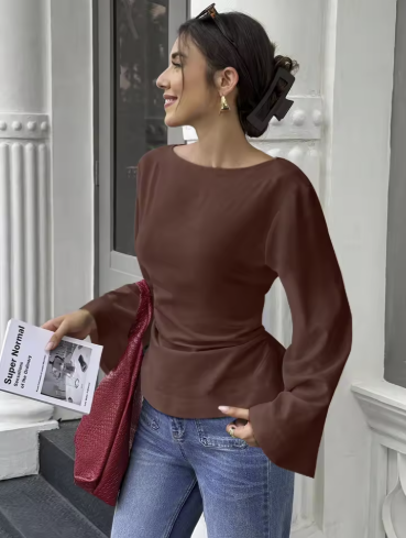 Lavestura - Zwarte top met wijde mouwen